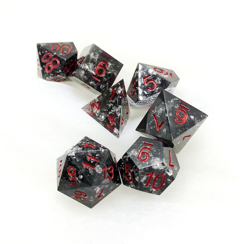 Transparent black + silver foil flakes