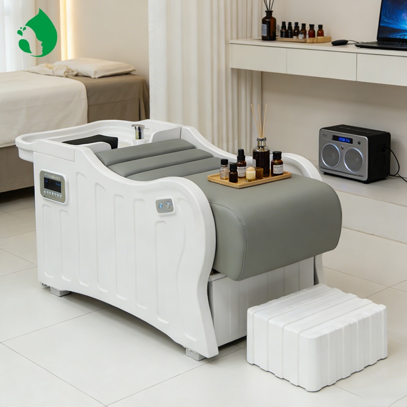 Yimei Semi-Reclining Spa Shampoo Bed with Electric Adjustment Portable Head Spa Chair For Hair Washing First Choice for Salon