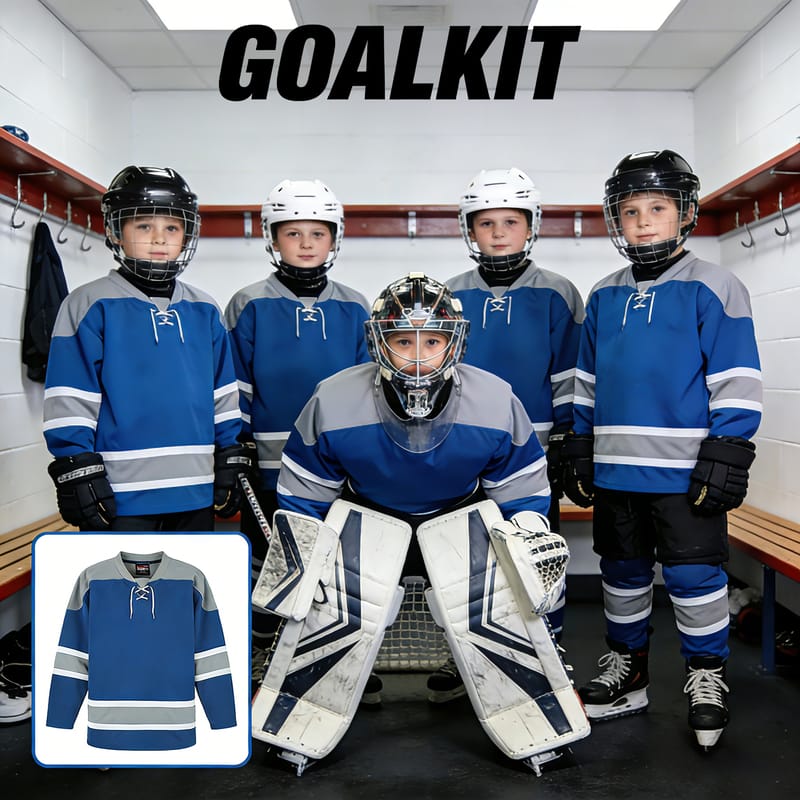 Custom Lace-up Blue and Grey Paneled Hockey Jersey