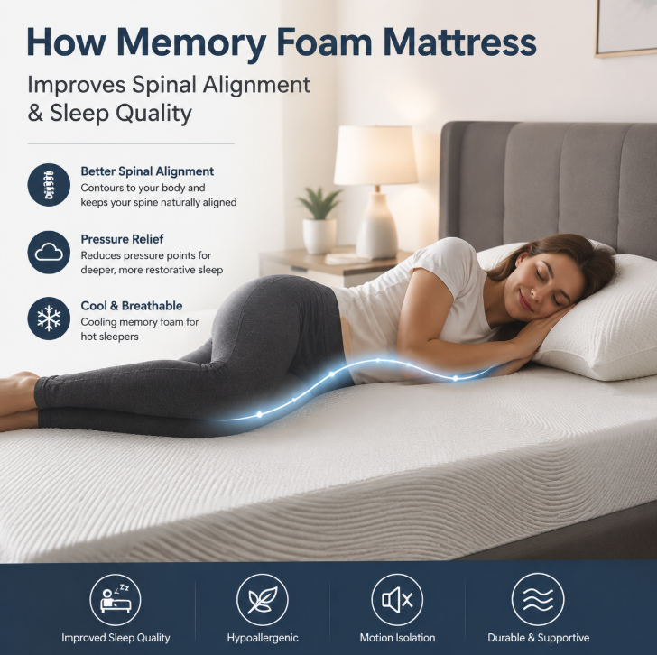 How Memory Foam Mattress Improves Spinal Alignment & Sleep Quality
