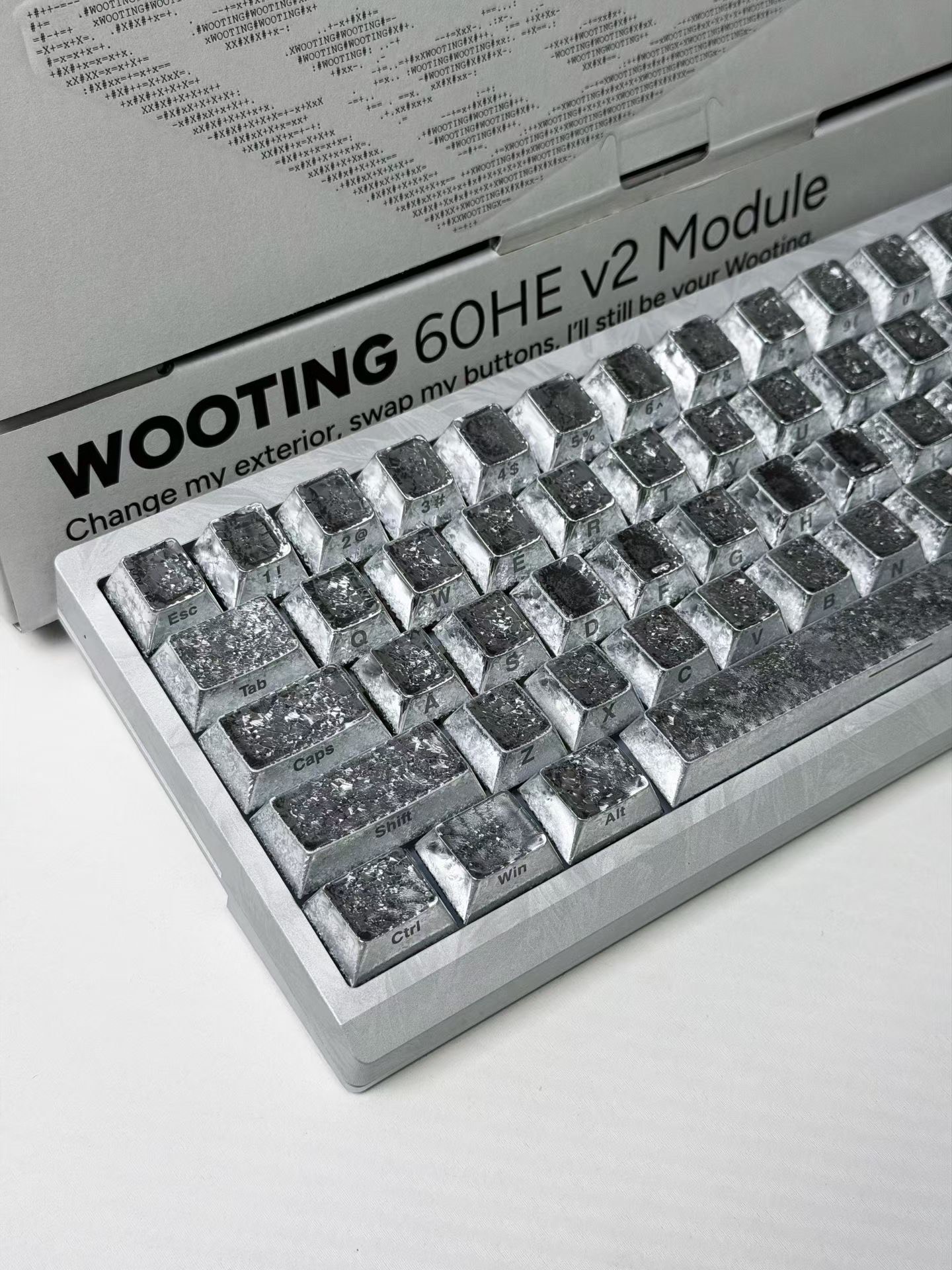 Wooting 60HE V2 Fully Modded Keyboard - White Hollow Case - Side