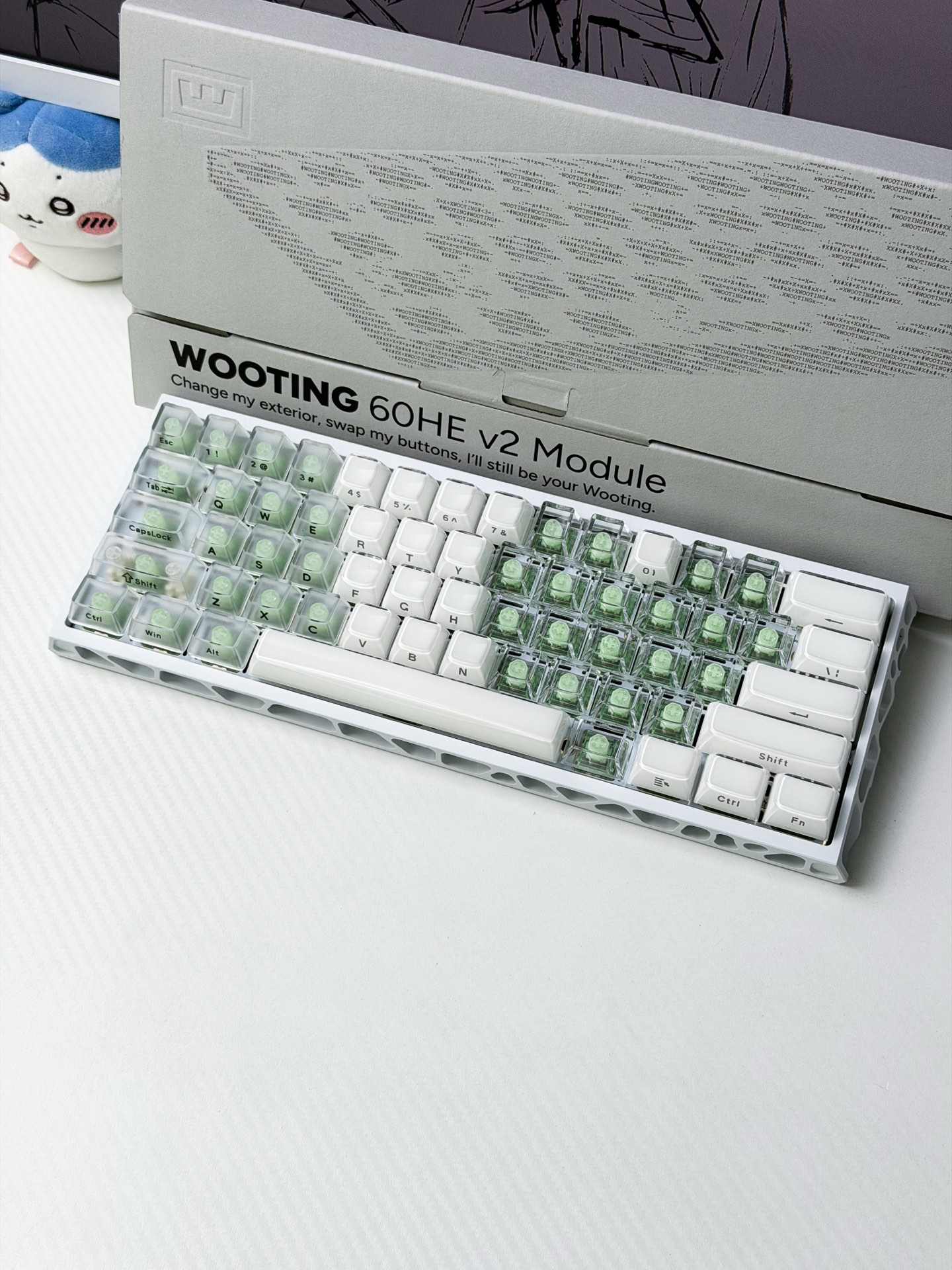Wooting 60HE V2 Fully Modded Keyboard - White Hollow Case 