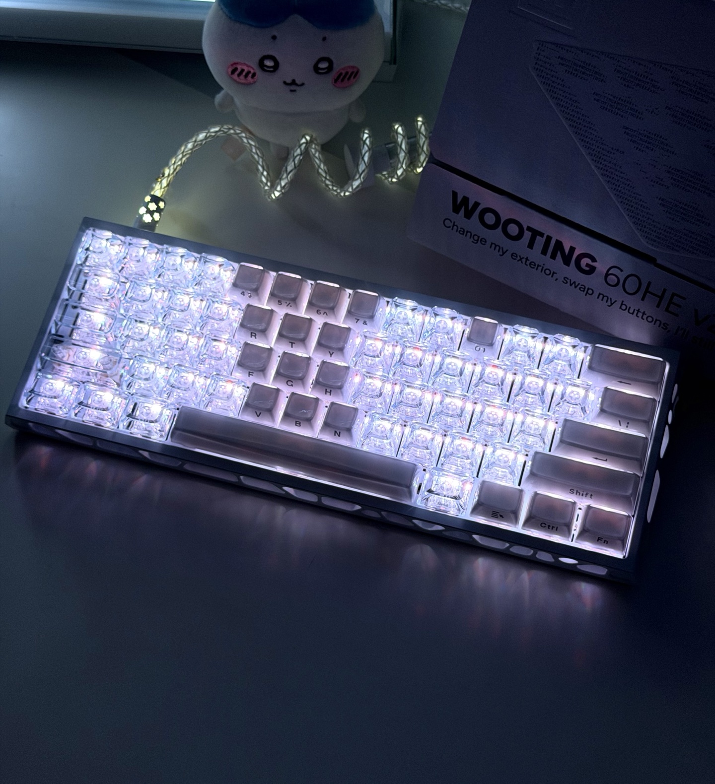 Wooting 60HE V2 Fully Modded Keyboard - White Hollow Case