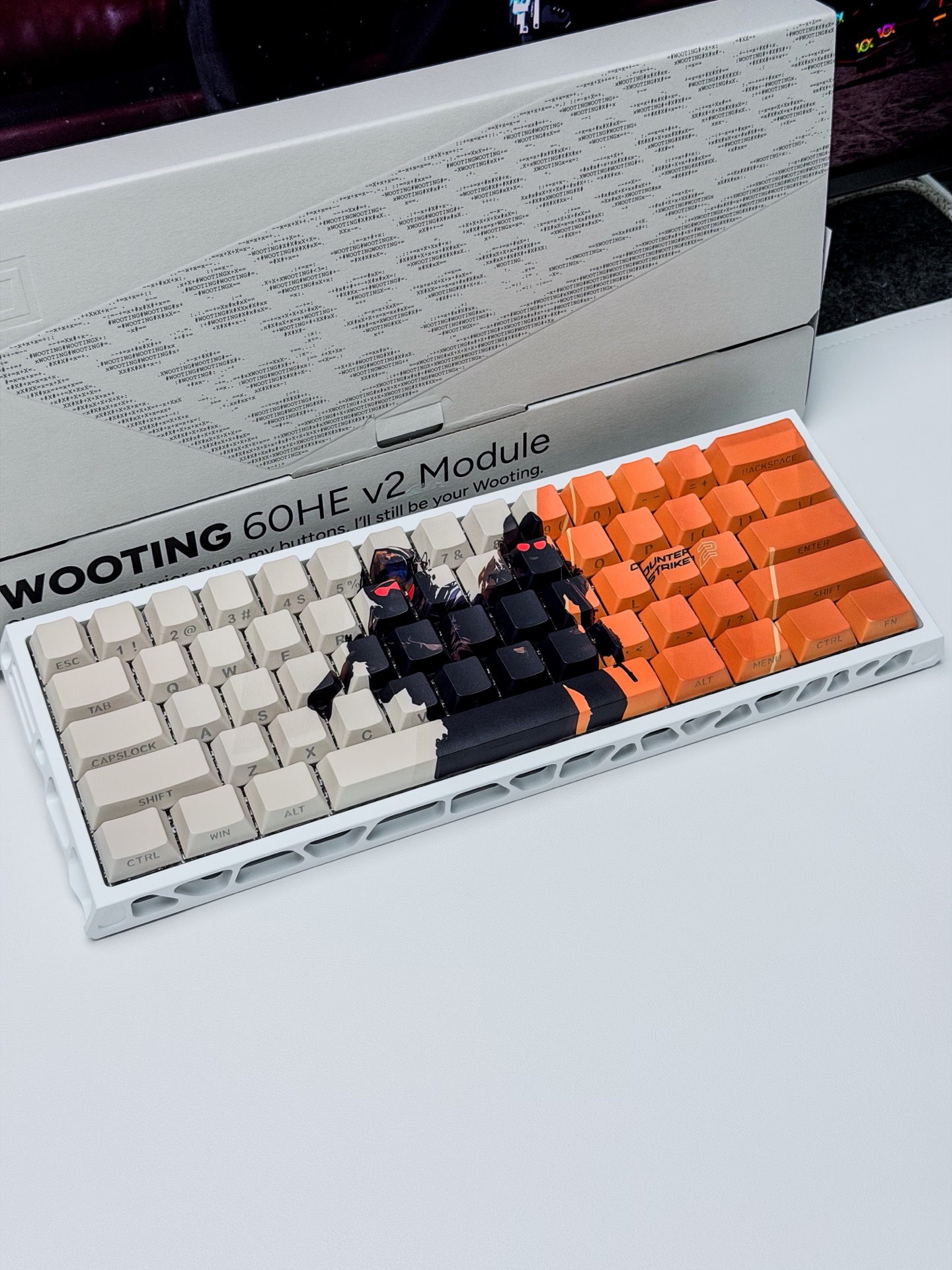Wooting 60HE V2 Fully Modded Keyboard - Pink Feather Textured