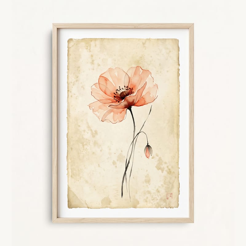 Retro Ink Single Floral Print