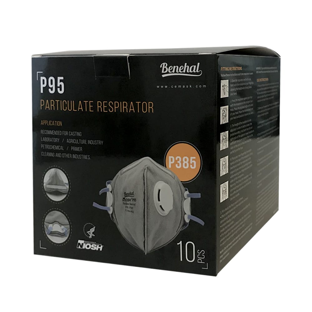 P385 P95 Flat Fold Mask With Valve and Active Carbon High affiliation