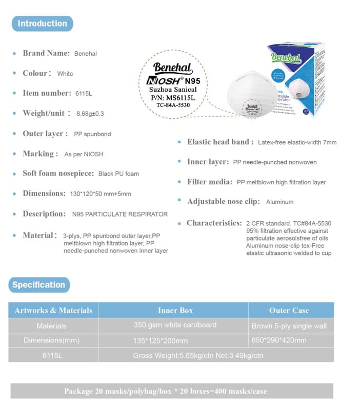 MS6115L N95 PARTICULATE RESPIRATOR COMFORTABLE HOT PRODUCT