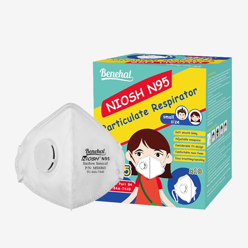 MS8865 N95 FLAT FOLD MASK WITH VALVE COMFORTABLE SMALL SIZE