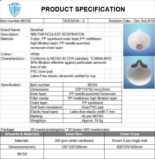 MS6815S N95 PARTICULATE RESPIRATOR