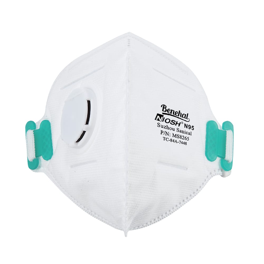 MS8265 N95 Flat Fold Mask With Valve Comfortable Adjust Head Strap