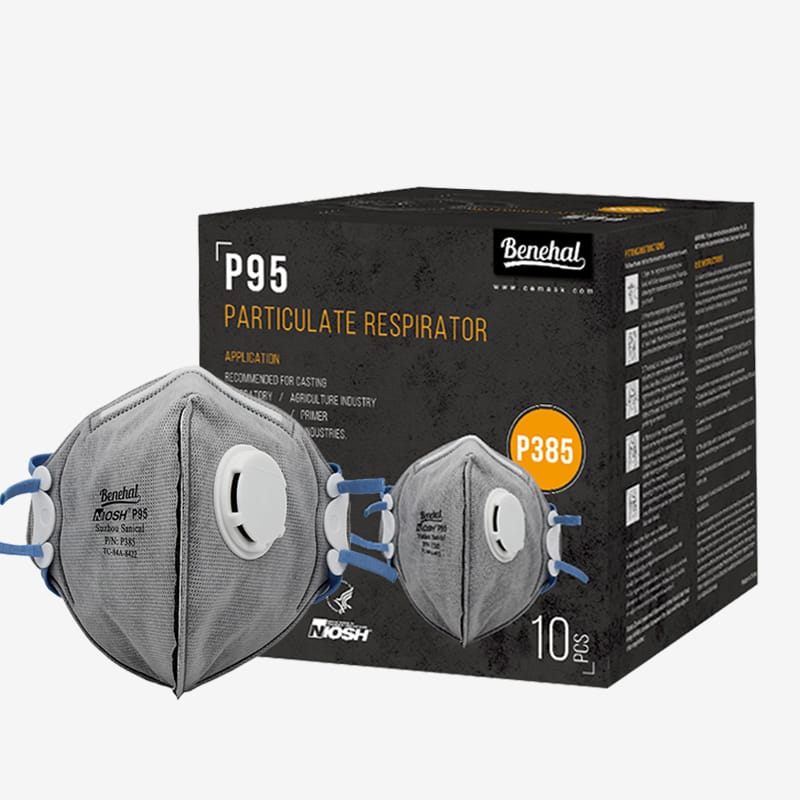 P385 P95 Flat Fold Mask With Valve and Active Carbon High affiliation