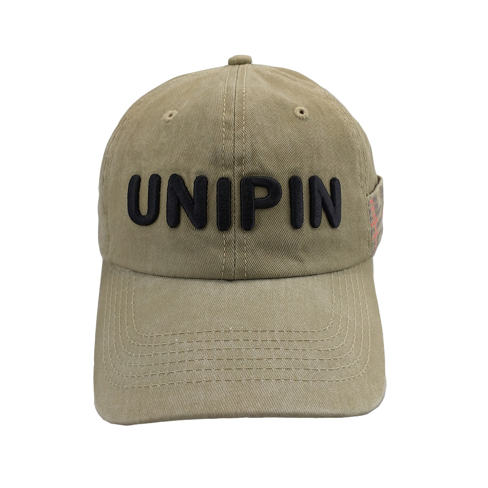 Unipin 6 panel khaki washed cotton dad hat