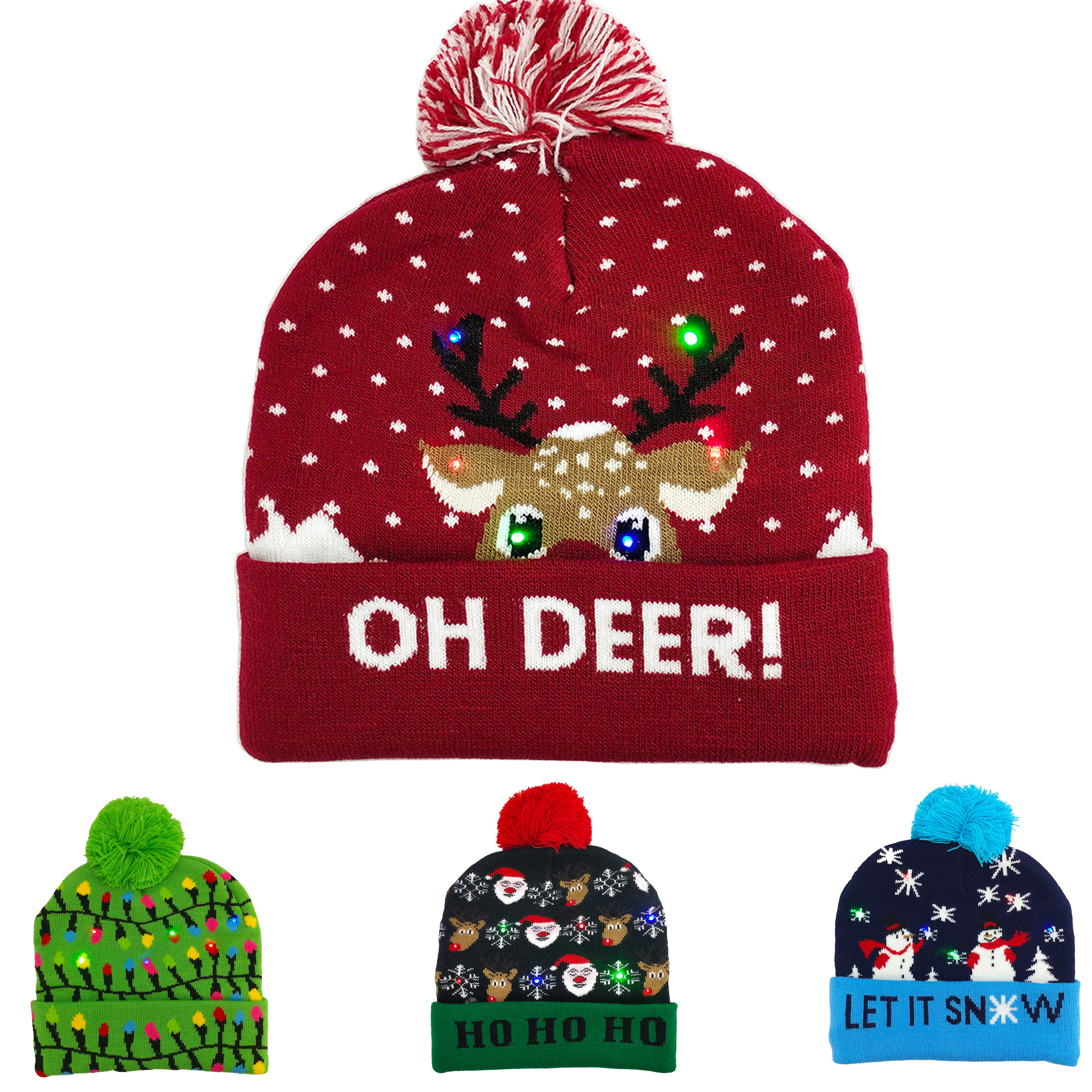 Unipin Christmas Winter Hats Warm Scarf Set  Snowboard Winter Knit Hats Multifunctional Knitting for Women Black Red Acrylic