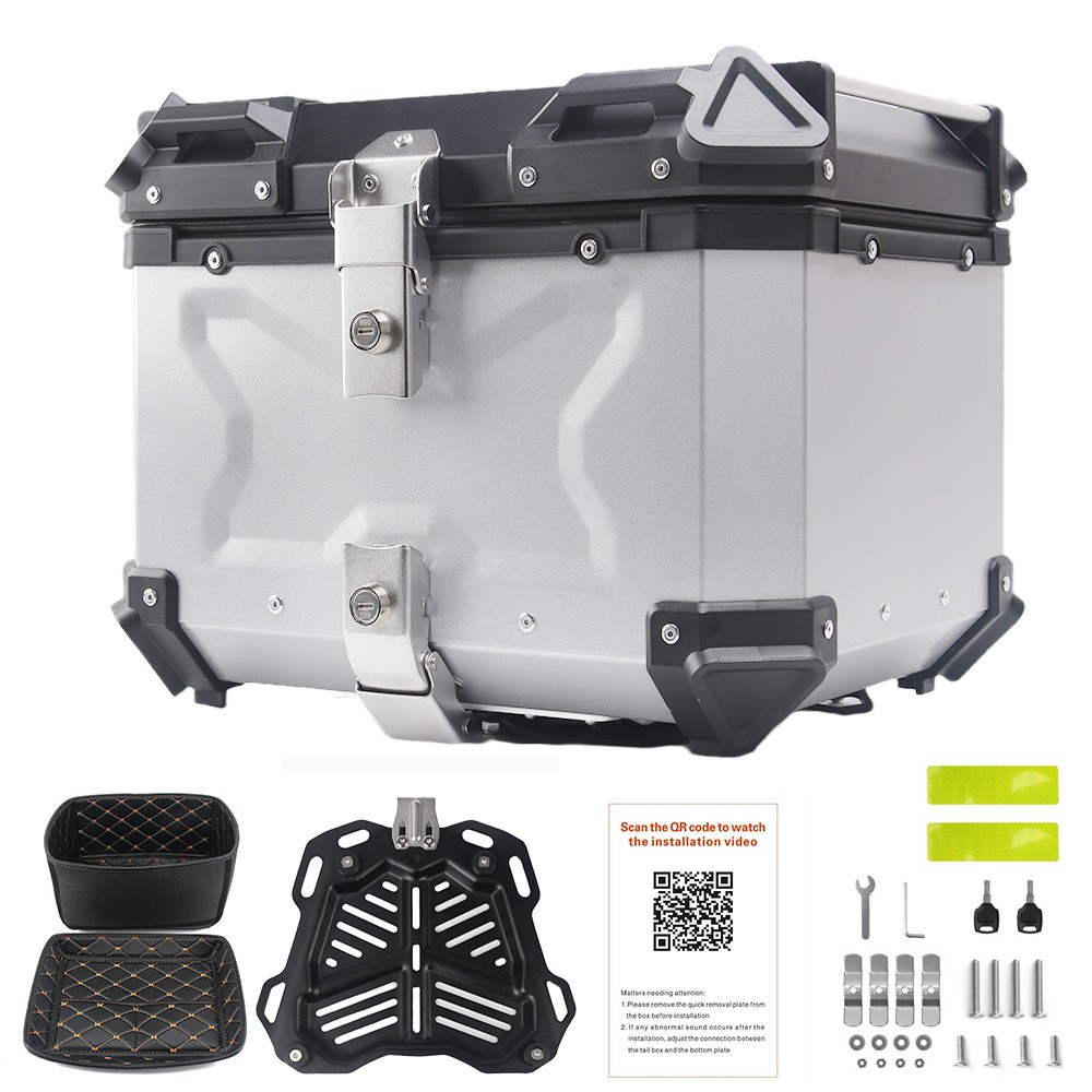 Motorcycle trunk storage box waterproof quick release aluminum alloy tail box 45L/55L/65L multi-specification storage box