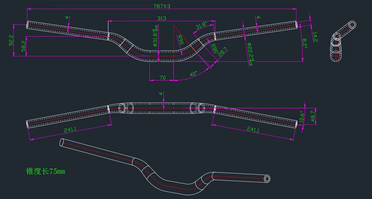 Φ31.8*790Lhandlebar