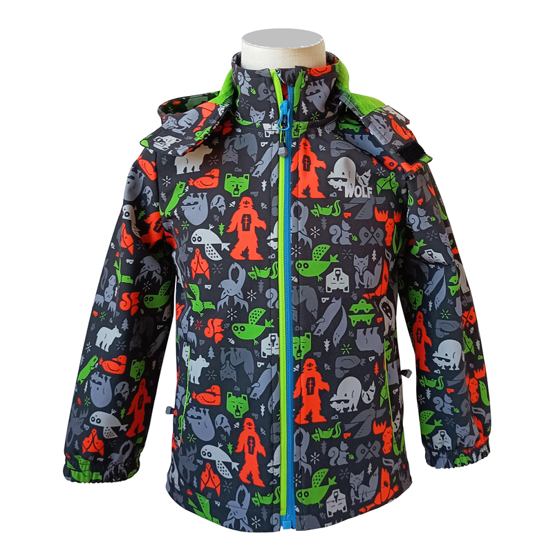 Printed Jacket for Boy, Zippered Hoodie,waterproof, windproof and Breathable