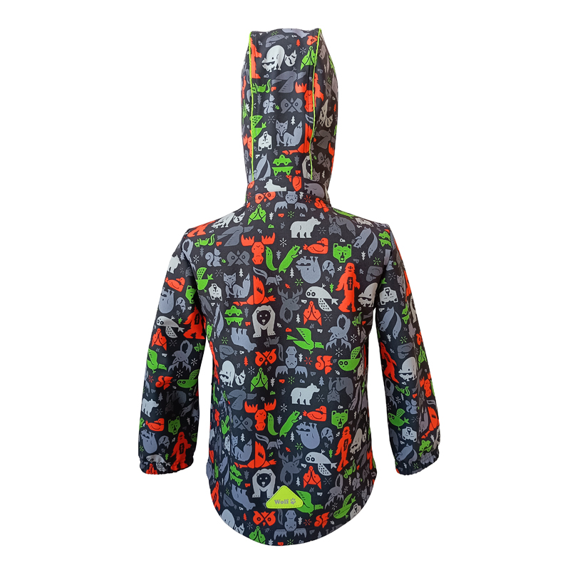 Printed Jacket for Boy, Zippered Hoodie,waterproof, windproof and Breathable