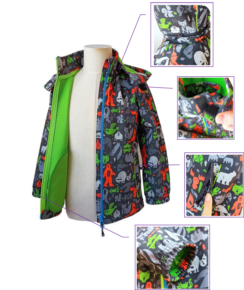 Printed Jacket for Boy, Zippered Hoodie