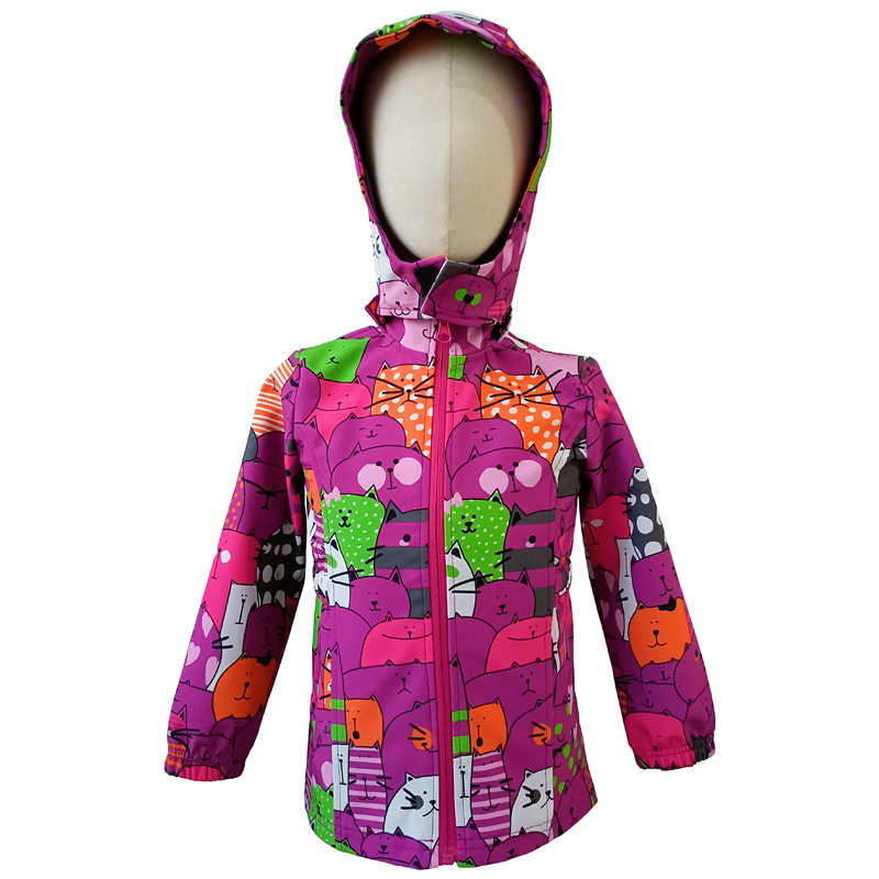 Printed Jacket for Girl, with Zippered Hoodie