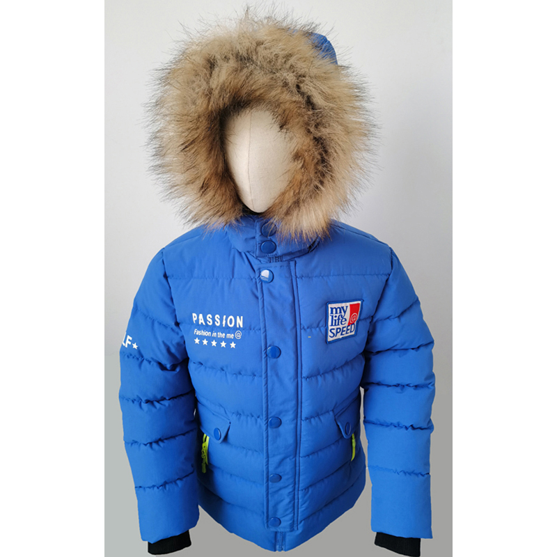 Kids' Padded Jacket for Winter Zippered Fur Hoodie-8395