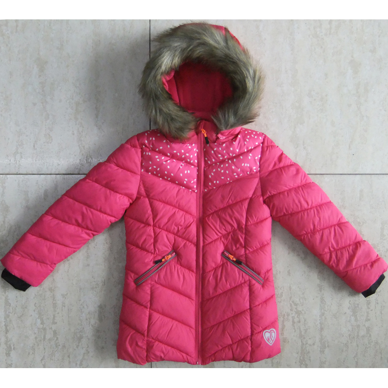 Kids' Padded Jacket for Winter Zippered Fur Hoodie