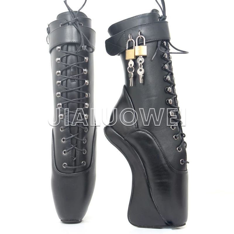 jialuowei%2018cm%20Super%20High%20Hoof%20Heel%20Pointed%20Toe%20Padlocks%20Lace%20up%20Ankle%20Boots%20Large%20Size%2036-46