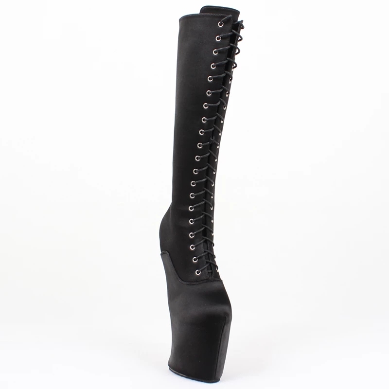 Heelless Platform boots Women Knee High Sexy Shoes Extreme high 8 inch heel Fetish Horse Ponying Stallion Hoof Sole boots