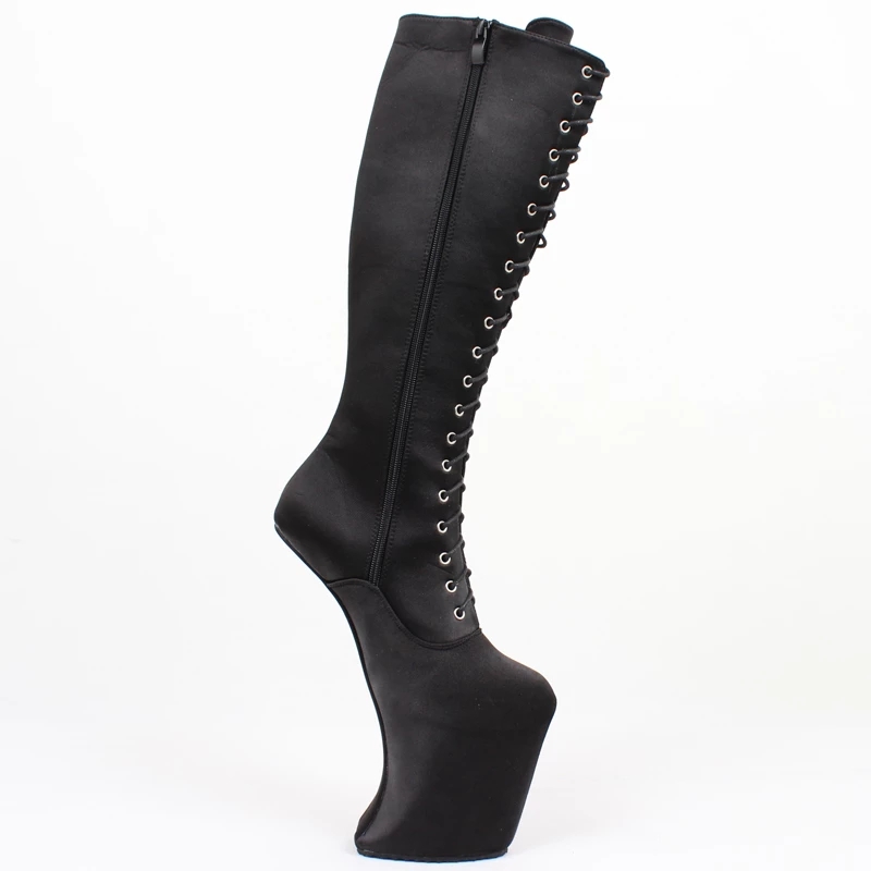 Heelless Platform boots Women Knee High Sexy Shoes Extreme high 8 inch heel Fetish Horse Ponying Stallion Hoof Sole boots
