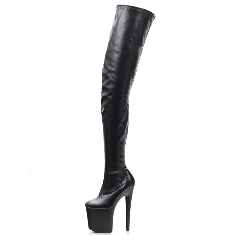 jialuowei PVC Thigh High Boots 2018 High Heel Platform Over-the-Knee Zip Crotch High Boots Sexy Female Pointed Toe Erotic Shoes