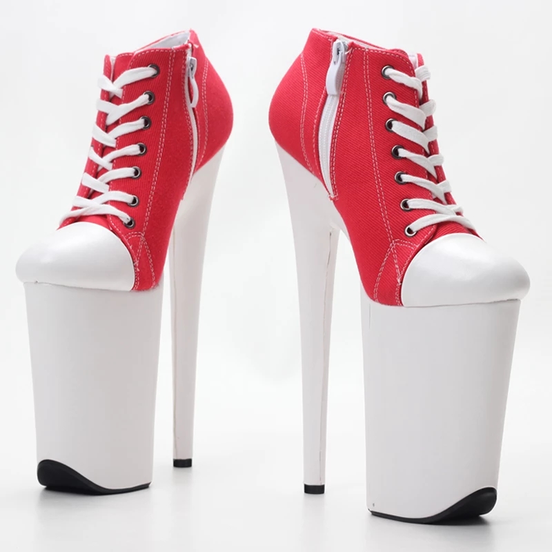 JIALUOWEI 23cm High Heel Canvas Upper Lace Up Platform Sneaker fashion shoes