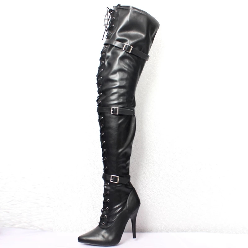 JIALUOWEI Sexy Super High Heel 12CM Heel Flex PU Slim Elastic Over Knee Boots High Boots