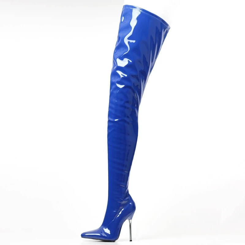 Crotch Boots Thigh High Sexy Fetish Long Boots 12cm Extreme High Heel Over-The-knee Shiny Matte Patent PU Leather Women Boots