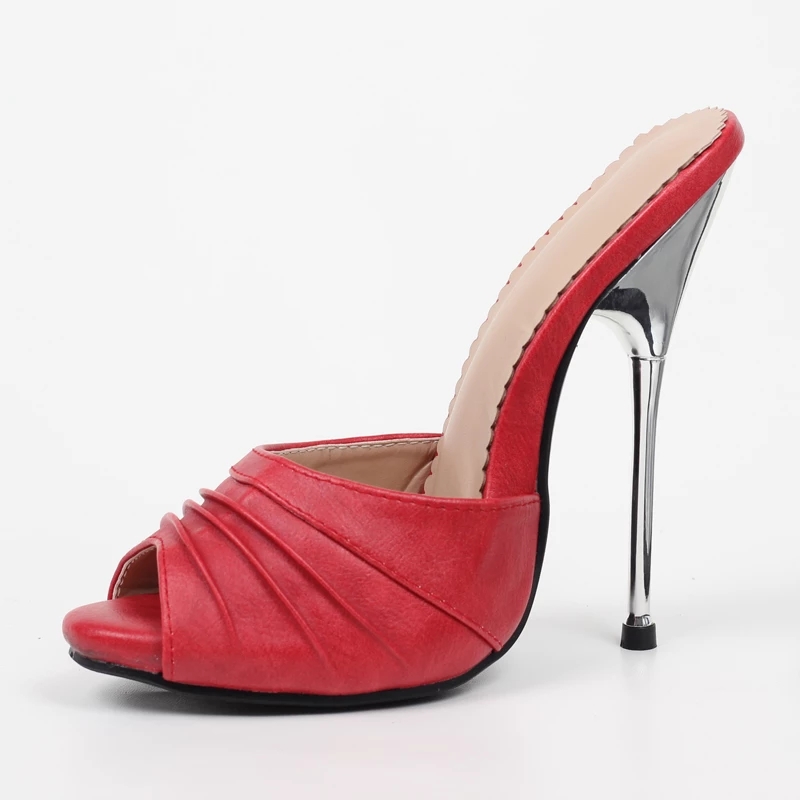 JIALUOWEI Killer high heel metal 5 inch mules stiletto fetish shoes custom more color plus size