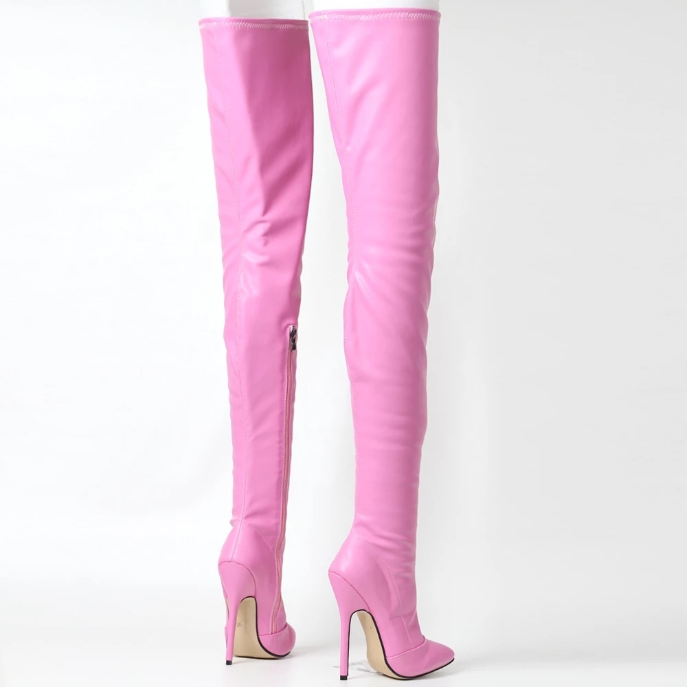 JIALUOWEI 5.5inch Unisex Over The Knee Thigh High Stiletto Heel Ladies Stretch Boots Size 5-15