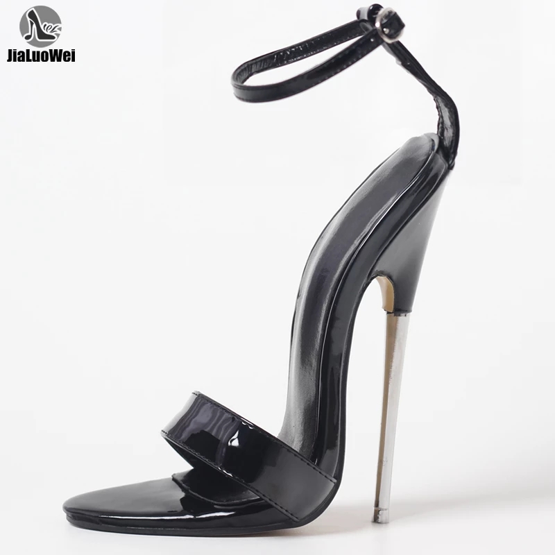 18cm stiletto heel black fetish Metal HIGH HEEL Sandals