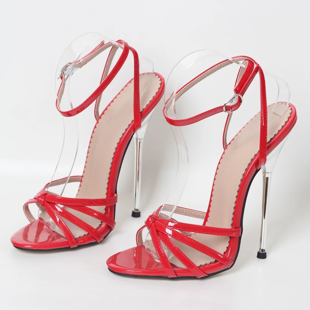 JIALUOWEISexy Ultra-high 14-16CM Pointed Toe Stiletto Red Women High Heel Cross-heeled Shoes