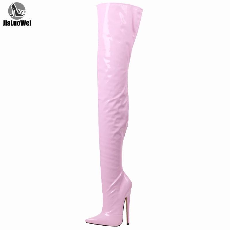 jialuowei Fetish Thigh High Boots Women 7 inch/18 cm Extreme High Heels Sexy Stiletto Thin Heel Over-The-Knee Zip Crotch Boots