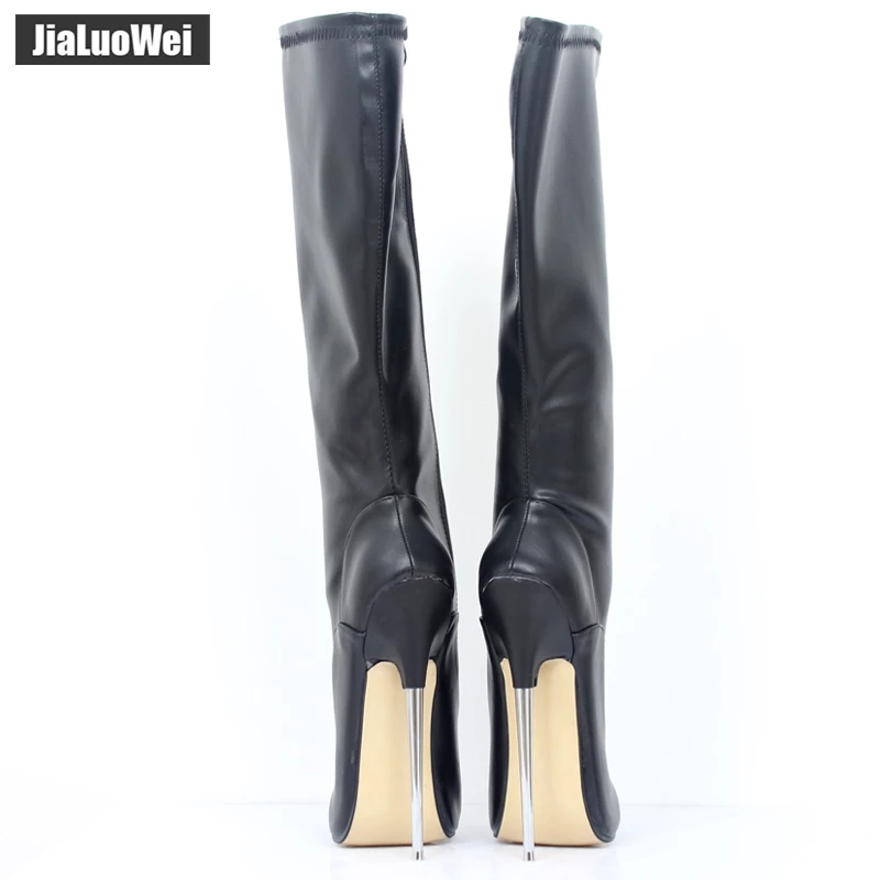 Fashion Europe America Style Knee-High made PU Patent Leather Extreme Thick High Heel Boot Women Knee High Zip Sexy shoes
