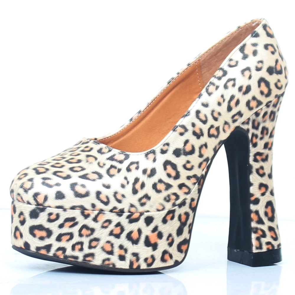 Jialuowei New Sexy High-heeled Shoes 12CM High Thick Heels Zebra Animal Print Platform Women Pumps Plus Size 36-46