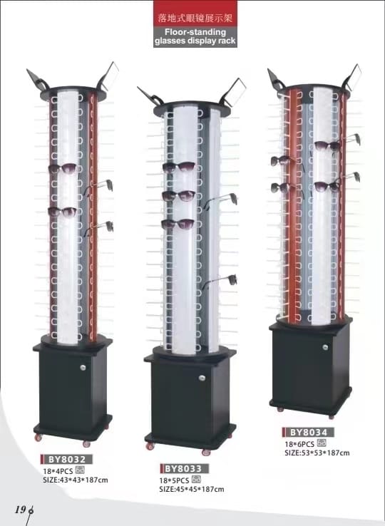 Floor-standing glasses display rack