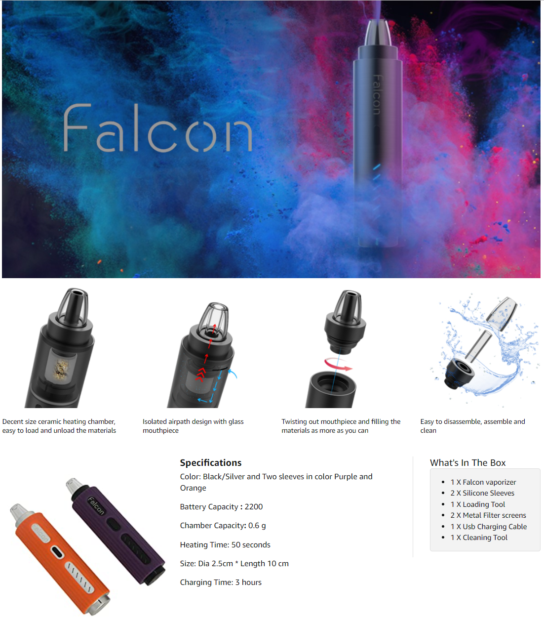 Falcon Vaporizer with 2 Silicon Sleeves