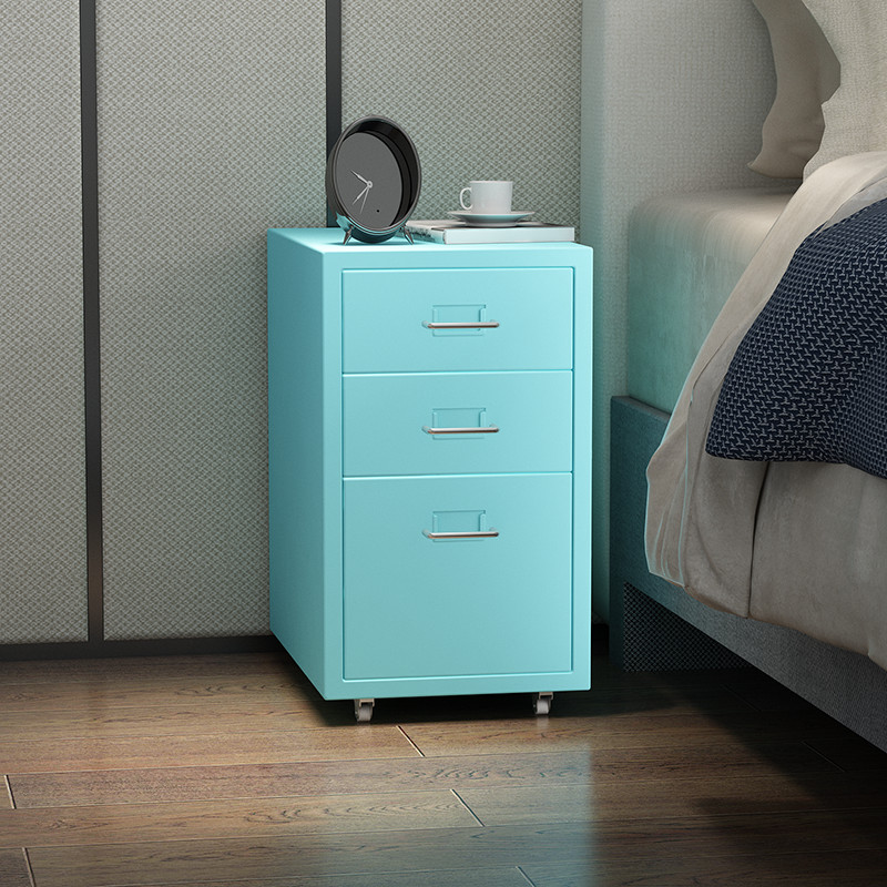 Beauty new design home bed side cabinet 3 drawers moveable steel storage cabinet