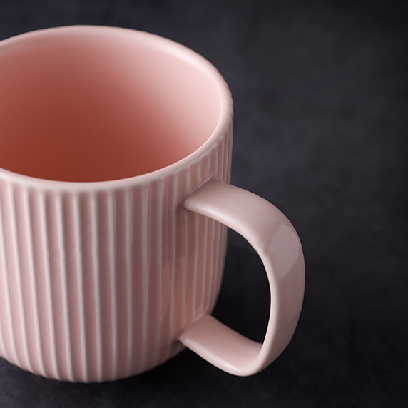 Nordic Style Simple Solid Color 350ml Embossed Matte Stripe Tea Mug Coffee Milk Water Office Mug Quiet And Elegant