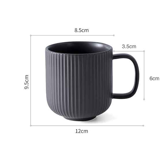 Nordic Style Simple Solid Color 350ml Embossed Matte Stripe Tea Mug Coffee Milk Water Office Mug Quiet And Elegant