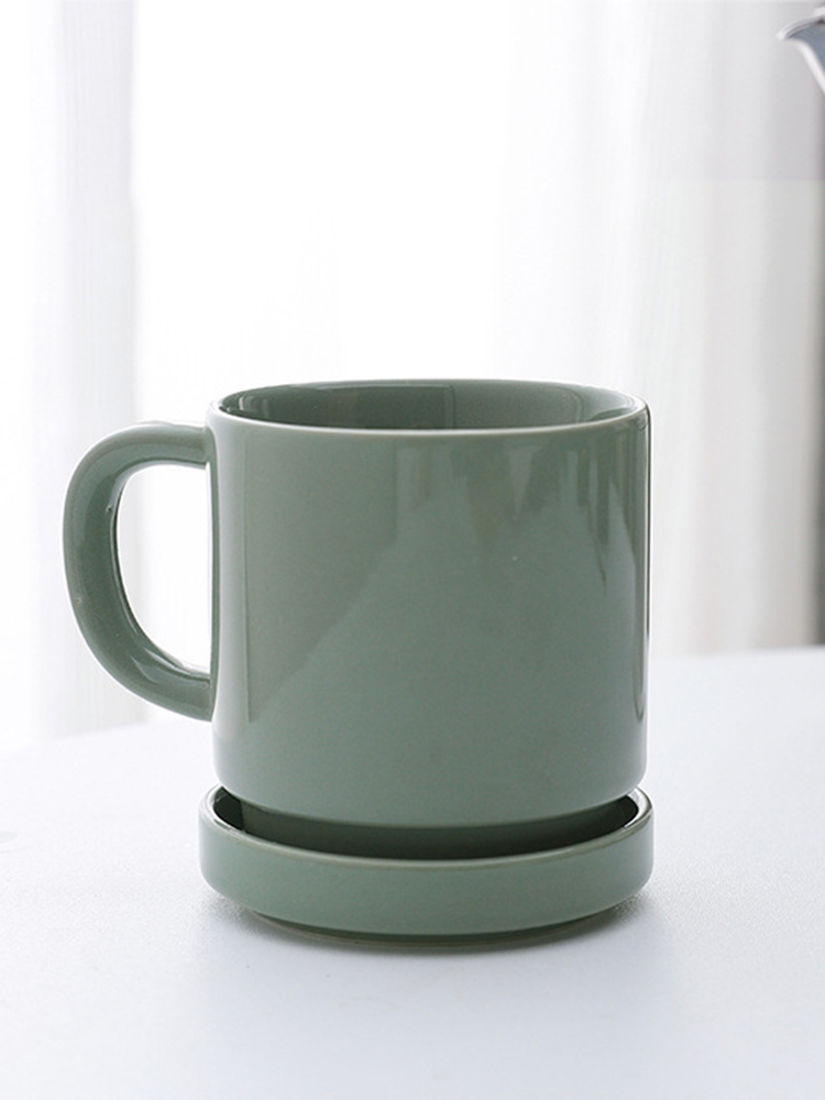 Green ceramic mug
