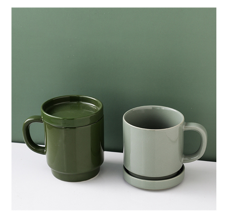 Green ceramic mug