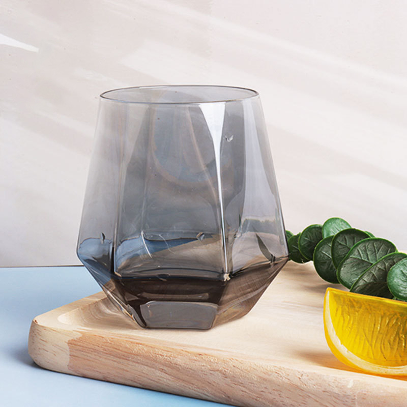 Nordic Light Luxury Hexagonal Diamond Shape Transparent Colored Glass Cup Bar Whiskey Wine glass Drinkware