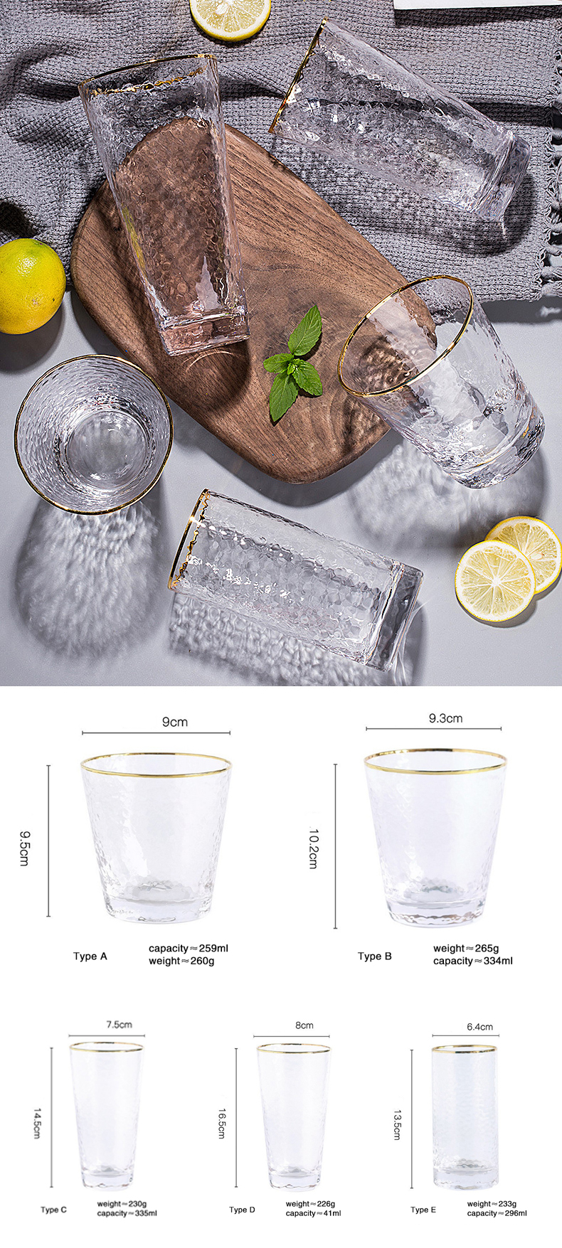 Japanese-style Phnom Penh Hammer Pattern Glass Water Cup Juice Glass Tea Glass Home Restaurant Drinking Cup Bar Wine Glass