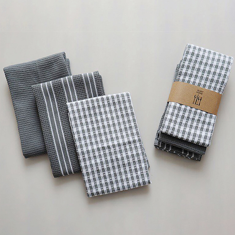 Three sets of gray series home cloth tea towel napkin kitchen towel