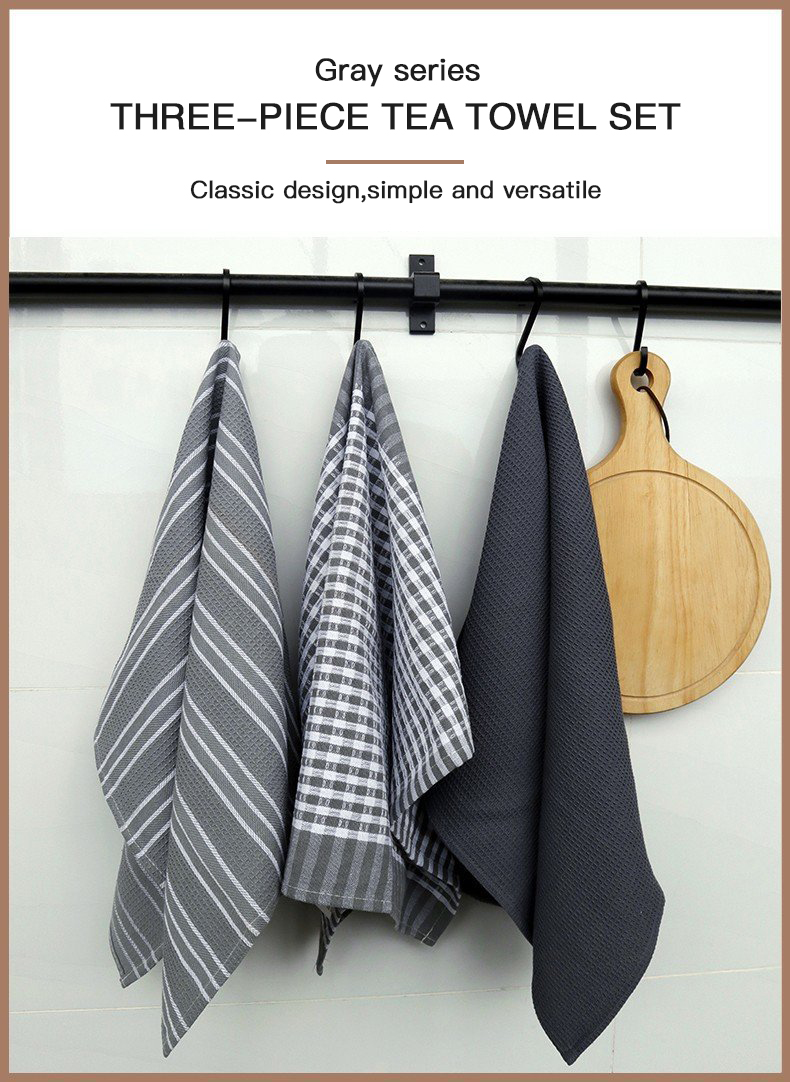 Three sets of gray series home cloth tea towel napkin kitchen towel